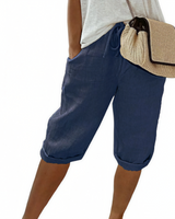 Aaliyah - Damen Shorts mit Bindegürtel in Dunkelblau