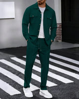 Dominus Elite™ Set mit Moderner Jacke und Slim-Fit-Hose in Grün