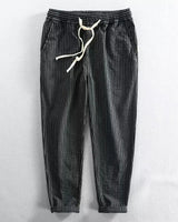 Lorenz™ Hose aus Baumwoll-Leinen mit Eleganten Streifen in Schwarz