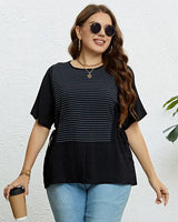 Tara - Gestreiftes Sommer T-Shirt in Schwarz