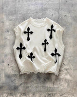 Montero™ Ärmelloser Pullover Aus Weichem Strick Mit Ausgefransten Details in Weiß