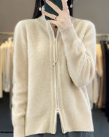 Zina | Kaschmir-Pullover mit Reißverschluss in Creme
