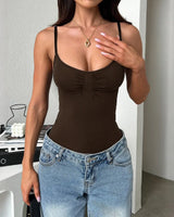 Ariella™ Premium-Strickbody mit Brust-Raffung in Braun