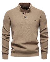 Konrad - Stilvoller Herrenpullover mit Knopfdesign in Khaki
