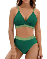 Sarena | Dein bauchformendes Bikini-Set mit stilvollem V-Ausschnitt in 2-Olivgrün