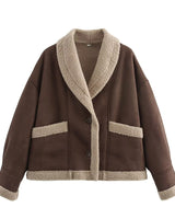 Bianca - Wildlederjacke mit Taschen Frau Winter Chic in Braun