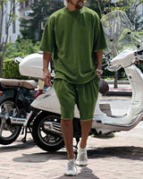 Draxen™-Set aus Premium-Strick mit Oversize-Passform und Streetwear-Style in Olivgrün