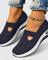Regine | Damen Slip-On Atmungsaktive Mesh-Walking-Sneaker in Dunkelblau