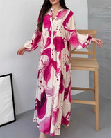 Yumi™ Maxikleid aus Premium-Viskose mit Knopfleiste Vorne in Rosa