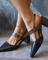 Ottilie | Damen Pumps Slingback Blockabsatz Spitze Zehenpartie – Slingback Pumps 2026 in Schwarz