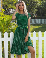 Beth - Polka Bloom Kleid in Grün (Fast ausverkauft)