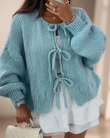 Doris | Damen Warme Strickjacke mit langen Ärmeln in Blau