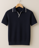 Gorazd – Atmungsaktives Strick-Polohemd in Marineblau