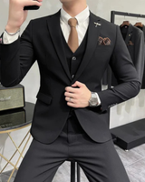 Slim-Fit Dreiteiler - Merlin in Schwarz