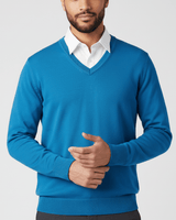 Slim-Fit V-Ausschnitt Pullover - Keanu in Blau
