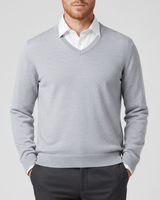 Slim-Fit V-Ausschnitt Pullover - Keanu in Grau