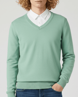 Slim-Fit V-Ausschnitt Pullover - Keanu in Grün