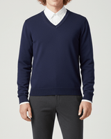 Slim-Fit V-Ausschnitt Pullover - Keanu in Dunkelblau
