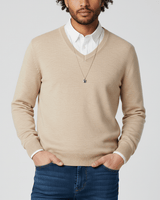 Slim-Fit V-Ausschnitt Pullover - Keanu in Braun