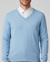 Slim-Fit V-Ausschnitt Pullover - Keanu in Hellblau