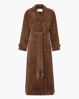 Emilia | Damen Winter Suede Doppelknopf Mantel in Braun