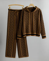 ILSE | KAPUZENPULLOVER-SET MIT HOSE in Braun