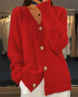 Claudia | Damen Gemütliche Strickjacke mit langen Ärmeln in Rot