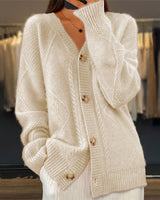 Claudia | Damen Gemütliche Strickjacke mit langen Ärmeln in Beige