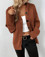 Damen eleganter Cardigan mit Knopfleiste in Dunkelbraun
