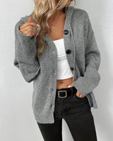 Damen eleganter Cardigan mit Knopfleiste in Dunkelgrau