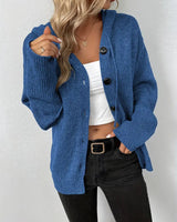 Damen eleganter Cardigan mit Knopfleiste in Königsblau