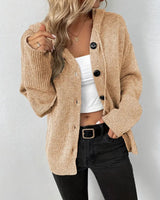 Damen eleganter Cardigan mit Knopfleiste in Khaki