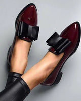 Viktoria - Modische Loafer mit dickem Absatz in Wein Rot