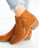 Stiefeletten Damen seitlicher Reißverschluss und Blockabsatz in Orange