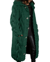 Strickmantel Damen Lang mit Kapuze in Grün
