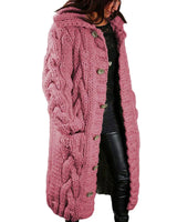 Strickmantel Damen Lang mit Kapuze in Hellrosa