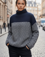 Strickpullover Mit Stehkragen - Felina in Marineblau
