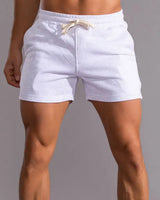 Arthur | Elastischer Bund Kontrastkordel Sportshorts in Weiß Grau