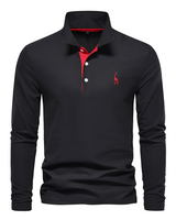 Antoine - Langärmeliges Herren-Poloshirt für den Alltag in Schwarz