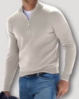 Ulises | Klassischer Woll-Kaschmir Herren Quarter Zip Pullover in Beige