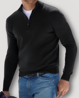 Ulises | Klassischer Woll-Kaschmir Herren Quarter Zip Pullover in Schwarz