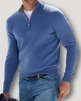 Ulises | Klassischer Woll-Kaschmir Herren Quarter Zip Pullover in Blau