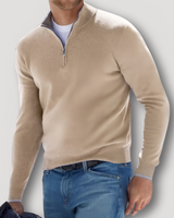 Ulises | Klassischer Woll-Kaschmir Herren Quarter Zip Pullover in Braun