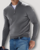 Ulises | Klassischer Woll-Kaschmir Herren Quarter Zip Pullover in Grau