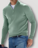 Ulises | Klassischer Woll-Kaschmir Herren Quarter Zip Pullover in Grün