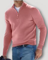 Ulises | Klassischer Woll-Kaschmir Herren Quarter Zip Pullover in Rosa