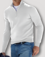 Ulises | Klassischer Woll-Kaschmir Herren Quarter Zip Pullover in Weiß
