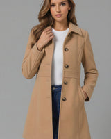 Taillierter A-Linien-Mantel - Cecile in Khaki