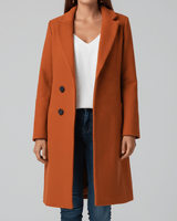 Taillierter Langer Mantel - Leni in Orange