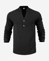 Stephan™ Hemd Aus Baumwoll-Leinen Mit Minimalistischem Design in Schwarz